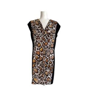 Peter Nygard Cheetah Animal Print Jersey Stretch Sheath Dress Size MP NEW